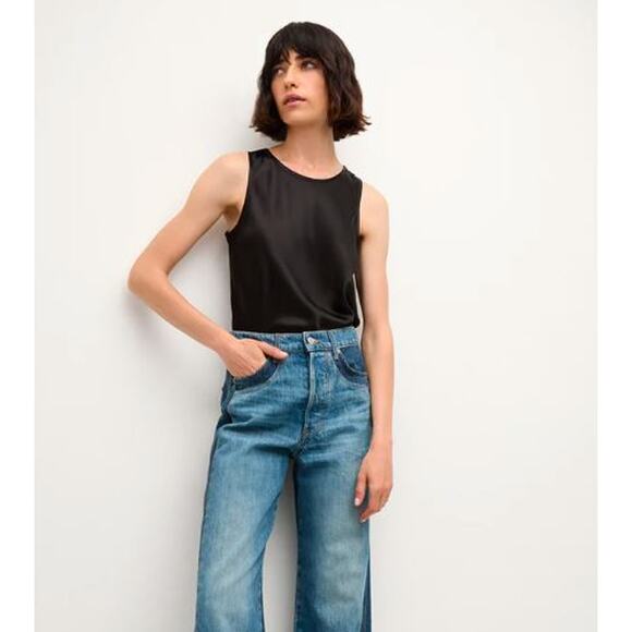 VERONICA BEARD Women's Sabrina silk-blend satin tank Top Sz 0 NWT 298 black - Picture 7 of 13